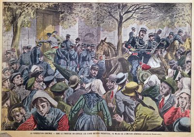 1907年10月27日の雑誌「Le Pelerin」からのブルターニュ、フィニステーレの長老派からの司祭の追放イラスト 作： Eugene Damblans