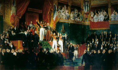 1830年8月9日、下院の前でルイフィリップ1世が王に就任 作： Eugene Deveria
