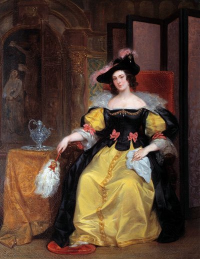 女性の肖像 貴族の優雅な女性。ウジェーヌ・デヴェリア（1808-1865）作 19世紀 レンヌ市立美術館蔵 作： Eugene Deveria