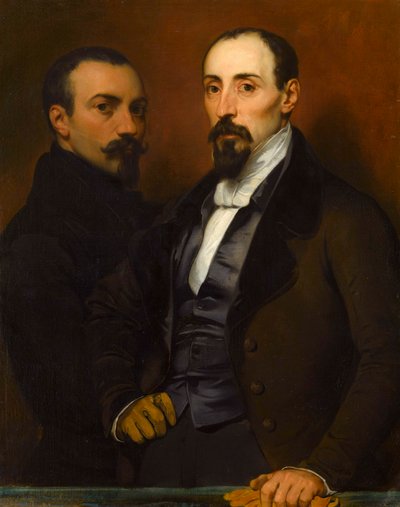 息子アキレとの自画像、1836年。 作： Eugene Deveria