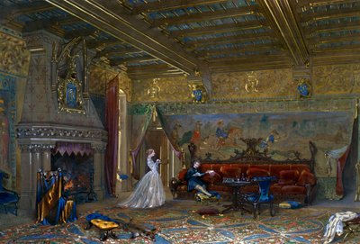 ピエールフォン城のゴシック様式のホールを設計し、天皇・皇后両陛下をお迎えする 作： Eugene Emmanuel Viollet le Duc