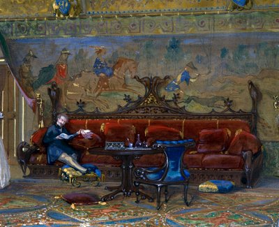 ピエールフォン城のゴシック様式のホールを設計し、天皇・皇后両陛下をお迎えする 作： Eugene Emmanuel Viollet le Duc