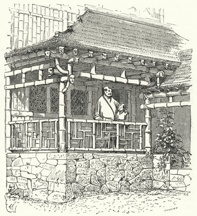 竹で作られた古代中国の家 作： Eugene Emmanuel after Viollet le Duc