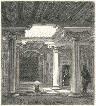 古代ギリシャの家のイオンの中庭 作： Eugene Emmanuel after Viollet le Duc