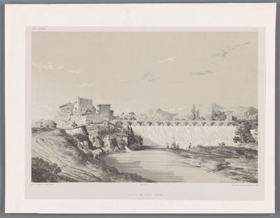 ペルセポリスの平原にあるバンド アミールの滝 Chûte du Bend-Amir plaine de Persépolis (オブジェクトのタイトル) ペルシャの風景（シリーズタイトル） ペルセ・モダン（シリーズタイトル） 作： Eugene Flandin
