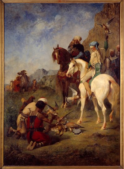 アルジェリアの鷹狩り：キュールウジェーヌ・フロマンタン（1820-1876）の作品 作： Eugène Fromentin