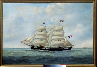 ル ブリック ユニオン (タラ釣り用) Eugene Margueritte-Grandin dit Eugene Grandin (1833-1916) による絵画 1904 日。 0,57x0,81 m Fecamp、Musee des Terres Neuvas - ブリッグ ユニオン。 (タラ釣り) Eugene Grandin (1833-1916) の絵画 作： Eugene Grandin