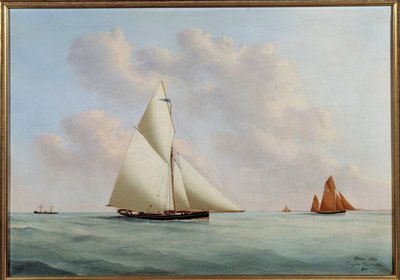 レガッタのヨット シルフ。 Eugene Margueritte-Grandin dit Eugene Grandin（1833-1916）による絵画 作： Eugene Grandin
