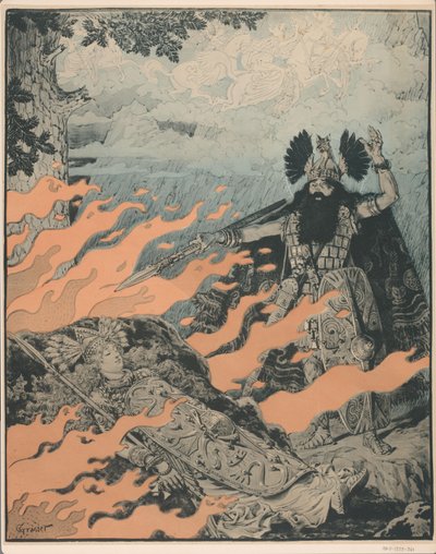リヒャルト・ワーグナーのワルキューレのポスター ラヴァルケリー 作： Eugene Grasset