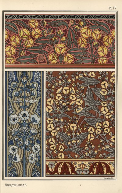 アローヘッド（Sagittaria sagittifolia）を壁紙や布地のデザインモチーフに 作： Eugene Grasset
