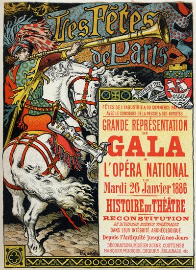 アートエンターテイメント。パリのパーティ。パリ・オペラ座のBal。ポスター：Eugene Grasset、フランス 作： Eugene Grasset