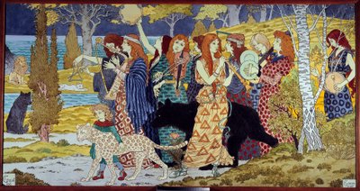 アールヌーボー。"ハーモニー" 音楽家と動物溶岩のメレー ウジェーヌ・グラッセ（1841-1917）作 1893年 日1,3x2,45 m パリ、オルセー美術館 作： Eugene Grasset