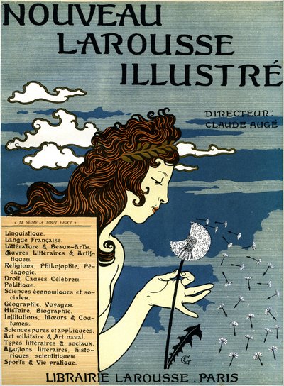 1897年から1904年にかけて出版された「Nouveau Larousse illustrious」（全7巻の辞書）の最初のページ（彫刻）。 作： Eugene Grasset