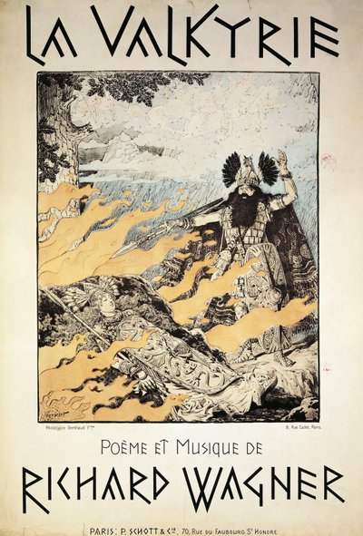 フランス、パリ、リヒャルト・ワーグナーの「ワルキューレ」のポスター 作： Eugene Grasset