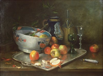 リンゴのある静物 作： Eugene Henri Cauchois