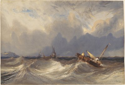 嵐の前に投げ出された漁船 作： Eugene Isabey
