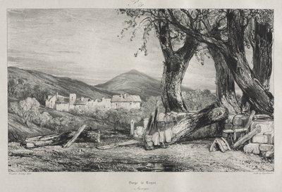 古きフランスの絵のようにロマンチックな旅：オーヴェルニュII、Royat of Royat、プレート79、1830 作： Eugene Isabey