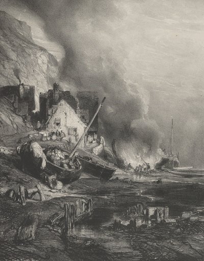 干潮時の船の修理、1833 年。 作： Eugene Isabey