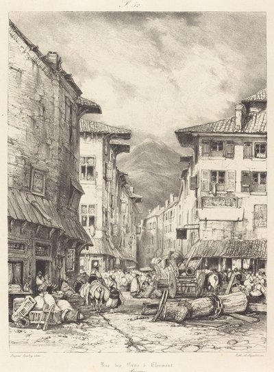クレルモンのRue des Gras 作： Eugene Isabey