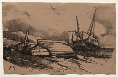 シックス・マリーンズ：カバー、ユネ・グレーブ、1833年。 作： Eugene Isabey