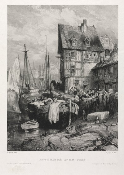 シックス・マリーンズ：港の内部、1833年。 作： Eugene Isabey