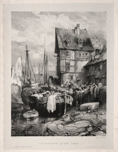 6海兵隊員：港の内部、1833年。 作： Eugene Isabey