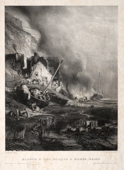 シックス・マリーンズ：干潮時の船の補修、1833年。 作： Eugene Isabey