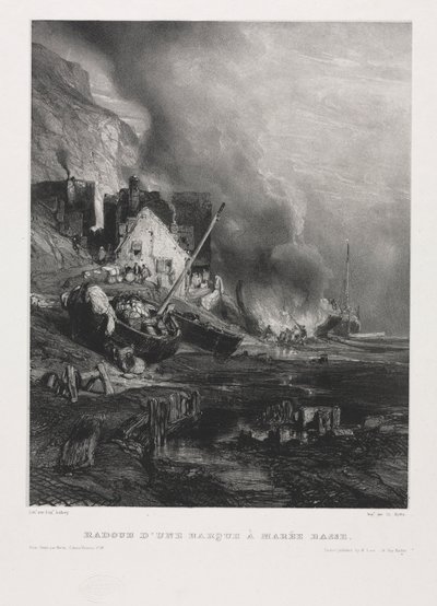 シックス・マリーンズ：干潮時のボートの改修、1833。 作： Eugene Isabey