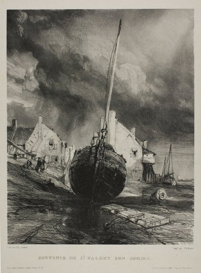 St. Valéry-sur-Somme の記念品、Six Marines のプレート 3 作： Eugene Isabey