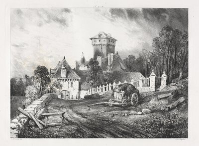古代フランス、オーヴェルニュの絵のようにロマンチックな旅：ポルミニャックのシャトー・ド・ペストイユ 作： Eugene Isabey