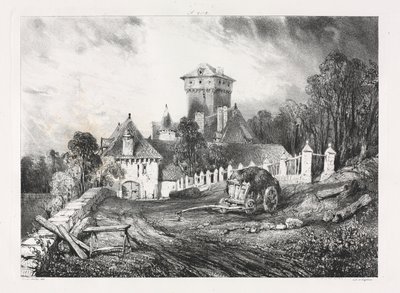 古代フランス、オーヴェルニュの絵のようにロマンチックな旅：ポルミニャックのシャトー・ド・ペストイユ 作： Eugene Isabey