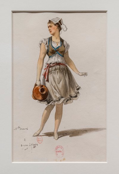 コリガネ」。Charles-Marie Widorのバレエ、衣装モデル。1880年、紙にペン、水彩、グワッシュ。 作： Eugene Lacoste