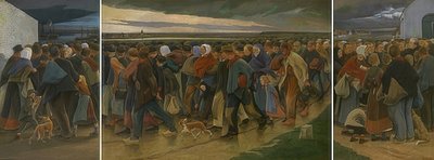 移民（三連祭壇画）。 1896 作： Eugene Laermans