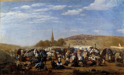 1858年のサンタンヌ・ラ・パリュへの許し ブルターニュ地方の宗教的祭典。Eugene Louis Boudin (1824-1898) 画 1858年 ルアーブル、Musee des Beaux Arts。 作： Eugene Louis Boudin