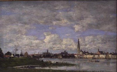 フランダースの先端から見たアントワープ（油彩・キャンバス 作： Eugene Louis Boudin