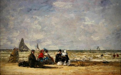 ビーチシーン（油彩・キャンバス） 作： Eugene Louis Boudin