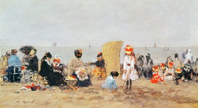 ビーチシーン、トルビル、1881 作： Eugene Louis Boudin