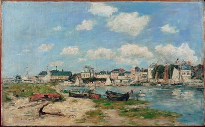 トゥルーヴィルの浜辺、フランス（油彩・キャンバス） 作： ユージン・ルイ・ブーダン