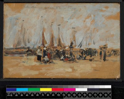 ビーチのシーン、おそらくハーフルール、1888-1895 作： Eugene Louis Boudin