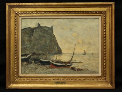エトルタのボート、1860年頃 作： Eugene Louis Boudin