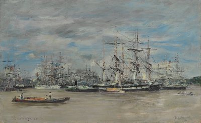 ボルドー、ポート、1874 作： Eugene Louis Boudin
