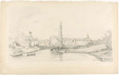ブリュッセル近郊の運河の風景 作： Eugene Louis Boudin
