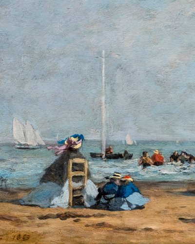 浜辺のクリノリン、詳細 作： Eugene Louis Boudin