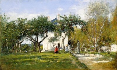 フェルヴァク、庭園とムッシュジャケの家、1877年 作： Eugene Louis Boudin
