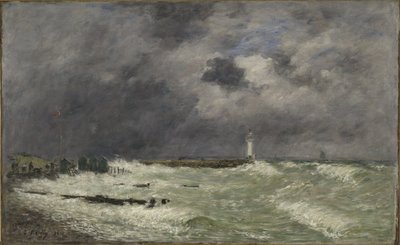 ル・アーヴル、フラスカティ前の強風 作： Eugene Louis Boudin