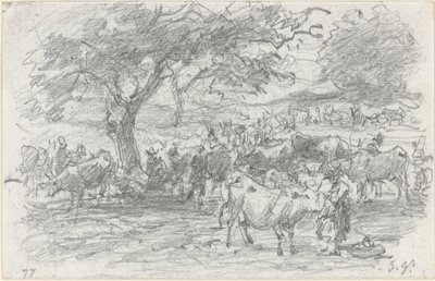 牧夫と牛、1877年。 作： Eugene Louis Boudin