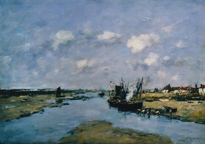 干潮のラ・カンシュ、エタープル（キャンバスに油彩） 作： Eugene Louis Boudin