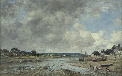洗濯婦のいる風景、1873 作： Eugene Louis Boudin