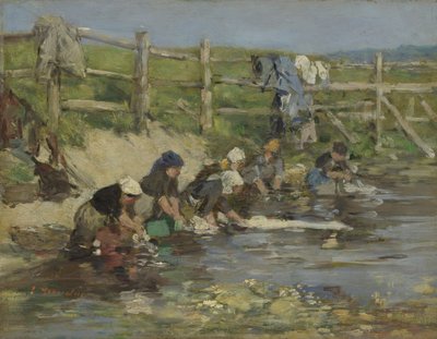 ストリームによってLaundresses、ca。 1886-1890 作： Eugene Louis Boudin