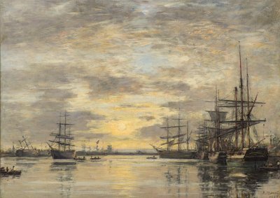 ルアーブルのレウレ川岸 作： Eugene Louis Boudin